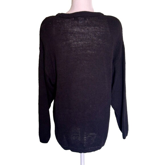 Vtg Victoria Harbour Women's Black Christmas Beaded/Rhinestone Sweater Size L - Picture 3 of 5